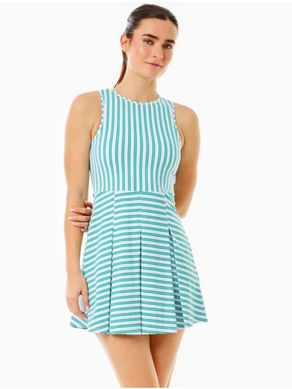 NWT Addison Bay Striped Racquet Performance Dress Sleeveless Sporty Sz XS - Picture 2 of 9